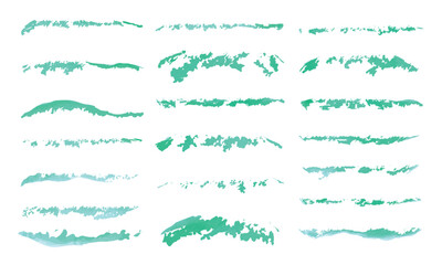 Collection of Green Watercolor Brush Strokes and Paint Swatches | Aqua Artistic Textured Paint Elements
