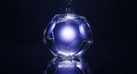 Mysterious glowing orb emitting radiant purple light in dark, futuristic setting