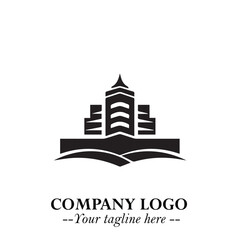 Building Logo Symbol in Black on the White Background with Modern Minimal Architecture Design