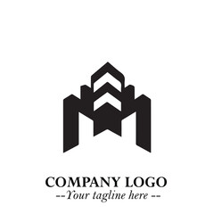 Building Logo Symbol in Black on the White Background with Modern Minimal Architecture Design