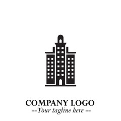 Building Logo Symbol in Black on the White Background with Modern Minimal Architecture Design