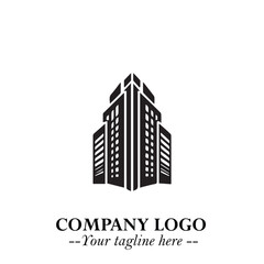 Building Logo Symbol in Black on the White Background with Modern Minimal Architecture Design