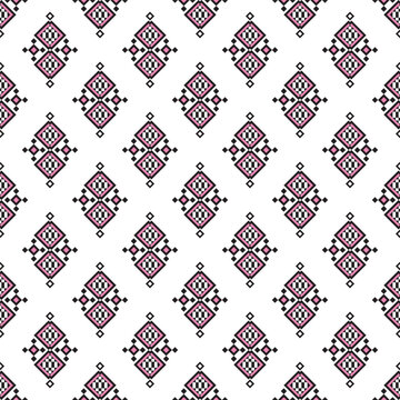 Geometric Ethopian Traditional Arrangement Ornamental Shape Seamless Pattern Fabric