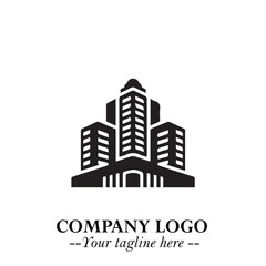 Building Logo Symbol in Black on the White Background with Modern Minimal Architecture Design