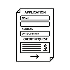 Application form with fields for name, address, date of birth, and credit request