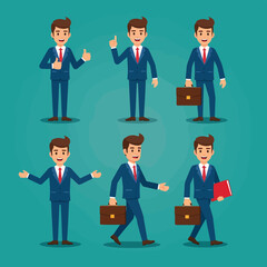 Set of Businessmen in Various Poses and Actions.