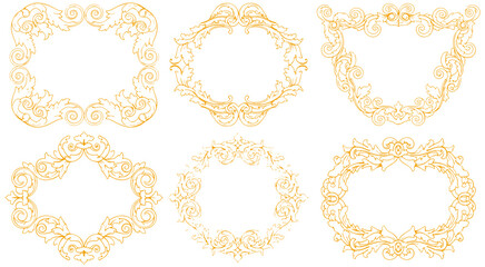 Elegant gold ornate decorative frames flourish vintage flourish ornamental borders design