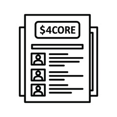 Credit history document with 4core title and people icons