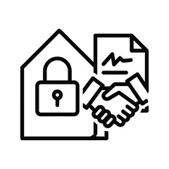 Secure housing loan agreement with handshake and lock icon