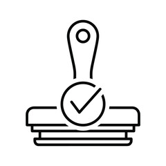 Rubber stamp with check mark icon