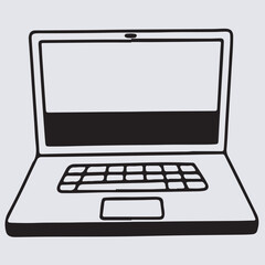 laptop silhouette vector art illustration, laptop isolated on white background