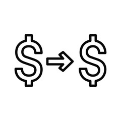 Dollar sign icon with an arrow indicating exchange