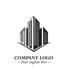 Building Logo Symbol in Black on the White Background with Modern Minimal Architecture Design