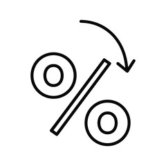 Borrowing cost percentage symbol with downward arrow
