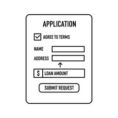 Application form with fields for name, address, loan amount
