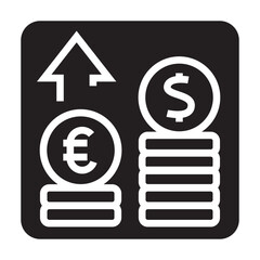 interest rate black line icon for digital and print projects.