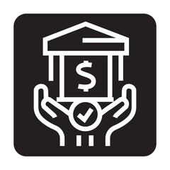 monetary policy black line icon for digital and print projects.