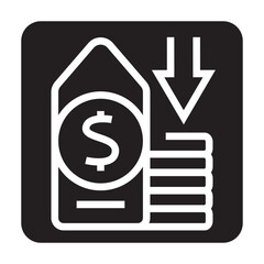 deflation black line icon for digital and print projects.