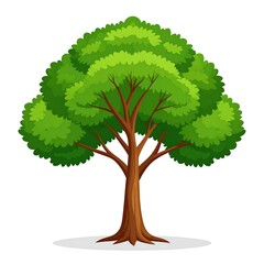 Cartoon-style illustration of a vibrant green and brown tree