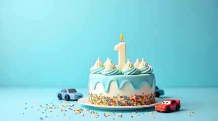 First birthday cake with blue theme