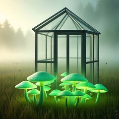 mushroom, nature, forest, fungus, toadstool, autumn, grass, vector, illustration, cartoon, green, food, white, red, umbrella, isolated, fungi, macro, rain, house, season, summer, leaf, plant, brown