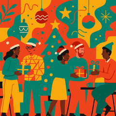 Christmas celebration vector background full color