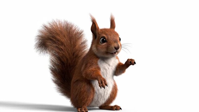 Dreamy Squirrel Happy with Cute Animal on White Background.