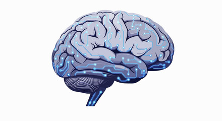 3D Glossy AI Brain Icon