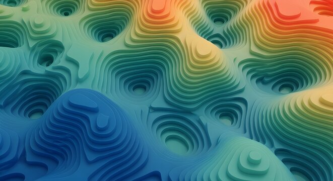 Colorful Abstract 3D Surface with Gradient Waves and Iridescent Texture - Powered by Adobe