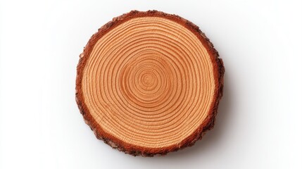 Analyzing tree trunk cross section details isolated on white background nature photography close-up view wood rings concept