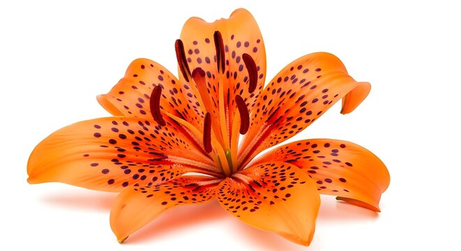 Vibrant orange tiger lily flower isolated on white