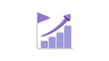 See your business soar with this dynamic 3D growth chart and success flag illustration, perfect for presentations and financial reports isolated on white or transparent png.