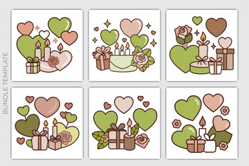 Romantic Gifts & Candle Icons Bundle