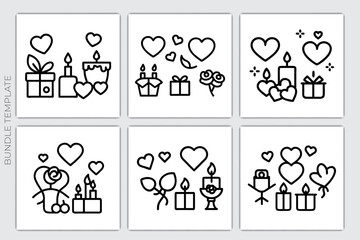 Romantic Gifts & Candle Icons Bundle