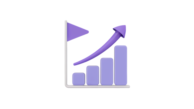 See your business soar with this dynamic 3D growth chart and success flag illustration, perfect for presentations and financial reports isolated on white or transparent png.
