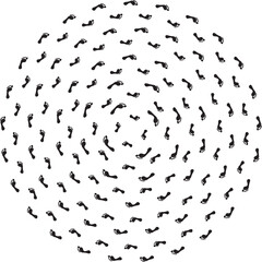 Footprint Spiral Pattern – Human Footprints Circular Abstract Vector Design