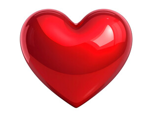 Shiny, bright red, glossy heart isolated on black background