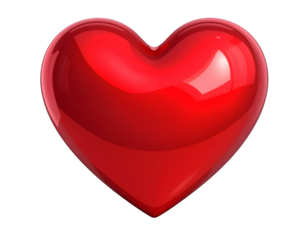 Shiny, bright red, glossy heart isolated on black background