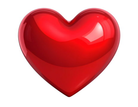 Shiny, bright red, glossy heart isolated on black background