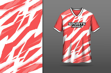 White sport jersey design with red grunge background