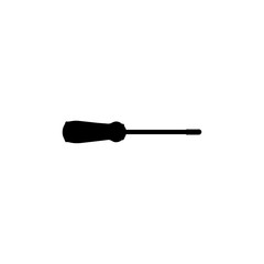 Screwdriver silhouette shape, black and white vector illustration of hand tool 