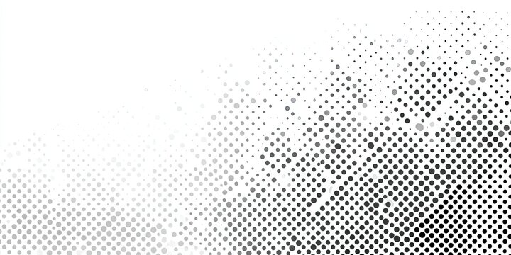 Dot matrix pattern fades from dense black to sparse gray on a white backdrop