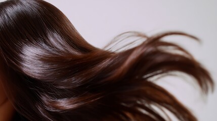 Beautiful long hair flowing in soft waves, showcasing healthy shine and texture