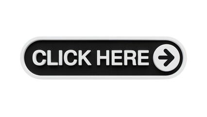 Modern 3D 'Click Here' button with arrow prompts immediate action and drives engagement for websites and digital campaigns isolated on white or transparent png.