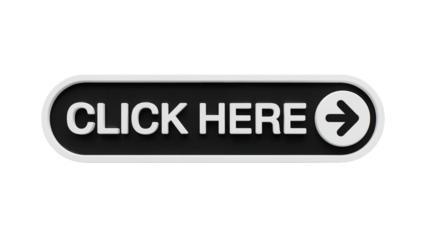 Modern 3D 'Click Here' button with arrow prompts immediate action and drives engagement for websites and digital campaigns isolated on white or transparent png.