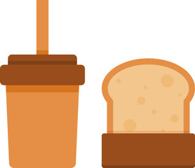 Cute coffee cup and toasted bread breakfast