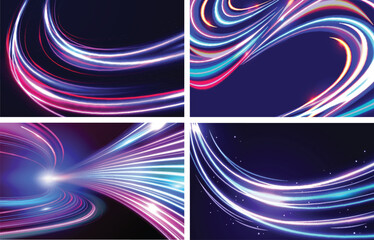 Neon Light Trail Abstract Motion Background