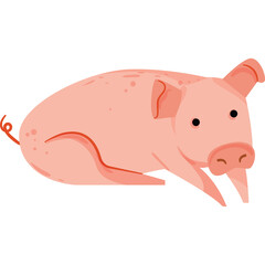 Charming Pink Pig Rests Peacefully Its Body Curved Adorable Pig Isolated on Transparent Background in Gentle Lighting