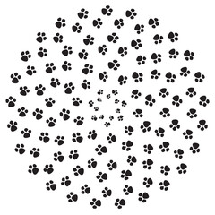 Paw Print Spiral Pattern – Pet Footprint Circle – Animal Paw Vector Design