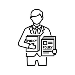 Man in suit holding policy documents